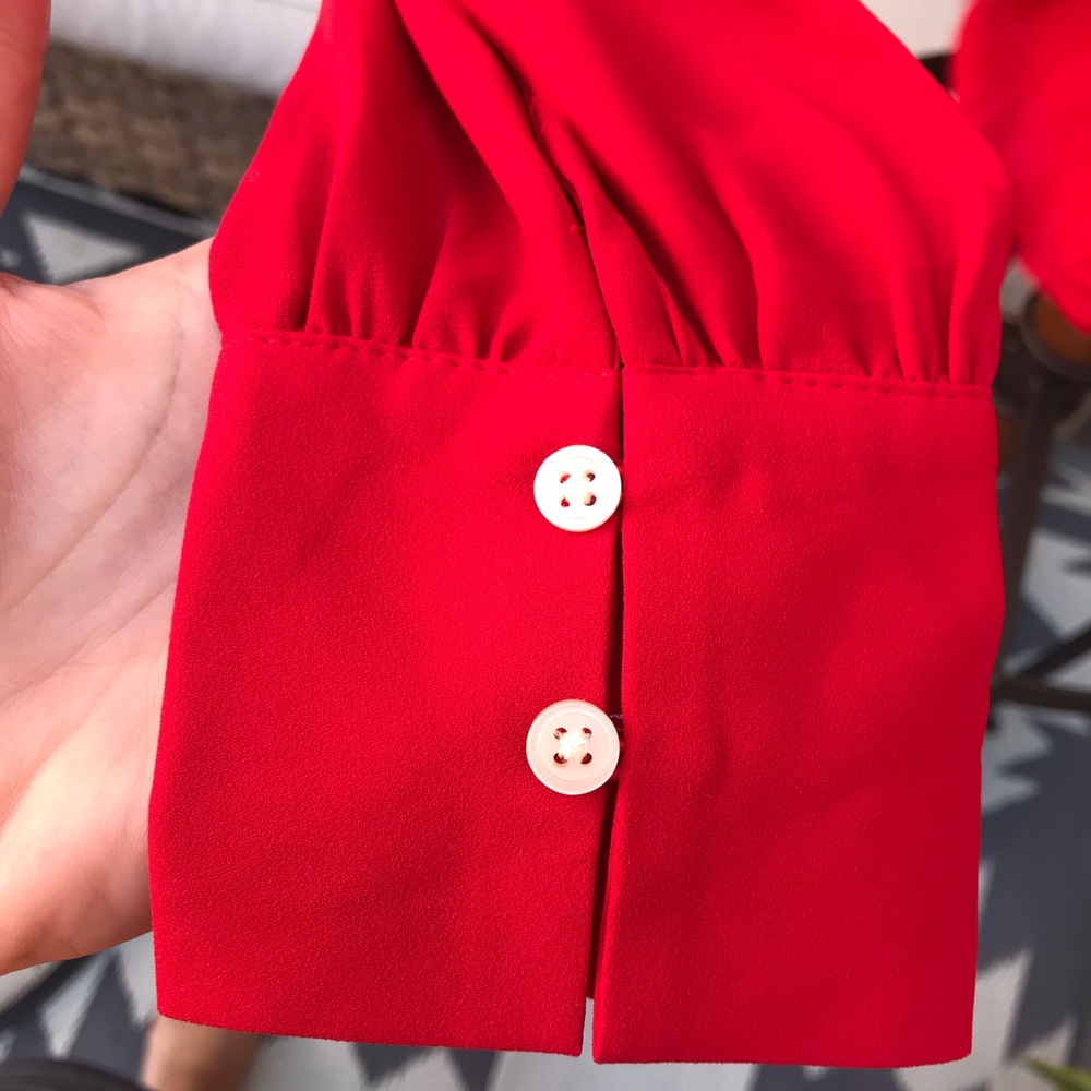 Red button up blouse - Picture 4 of 5